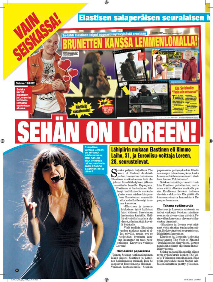 Seiska 2012/23: Loreenin ja Elastisen lemmenloma nousi otsikoihin. elastinen ja loreen