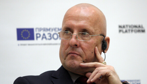 Mauri Koskela vuonna 2019. Hän osallistui paneelikeskusteluun Kiovassa Suomen Rauhanturvaajaliiton puheenjohtajana.