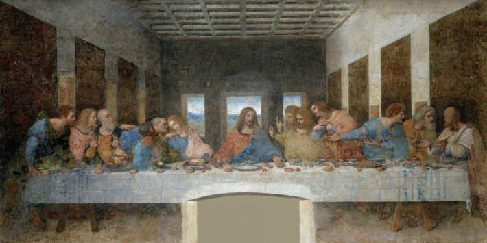 Leonardo Da Vincin seinämaalaus Pyhä ehtoollinen löytyy Milanon Santa Maria delle Grazien kirkosta.