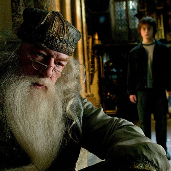 Elokuvassa Harry Potter ja liekehtivä pikari (2005) Dumbledore (Michael Gambon) kysyy Harrylta raivoissaan, laittoiko hän nimensä liekehtivään pikariin. Sisäkuva