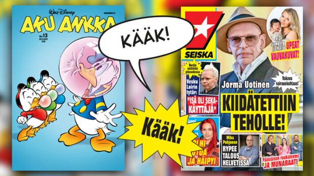 APRILLIA: Kääk! Aku Ankka ja Seiska tukkanuottasilla – kiista vie mediajättiläiset käräjille Kääk