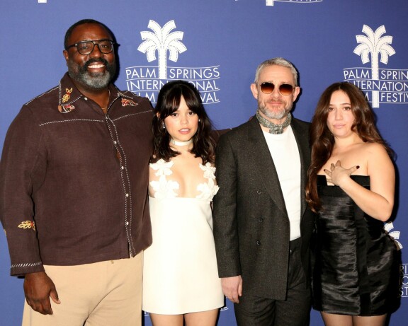 Bashir Salahuddin, Jenna Ortega, Martin Freeman ja Gideon Adlon Miller's Girl -elokuvan ensi-illassa Palm Springsin elokuvafestivaalilla.
