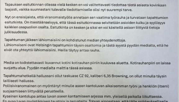 Kohukansanedustaja kertoo aseensa taustoista.