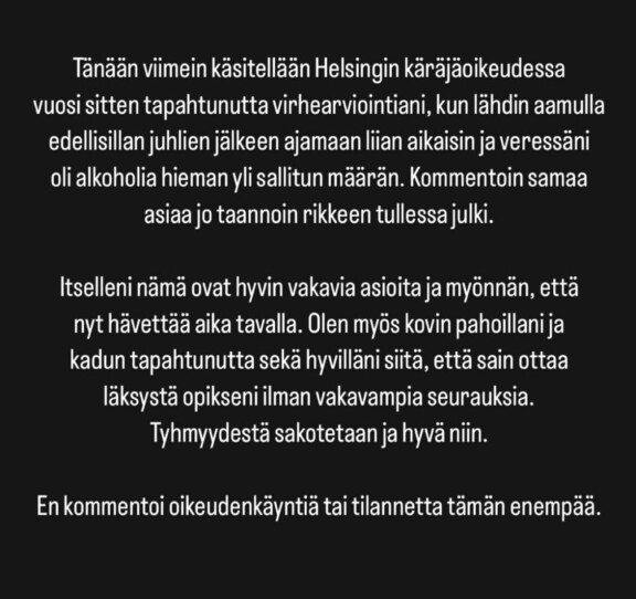 Kuvakaappaus JP:n Instagramista.