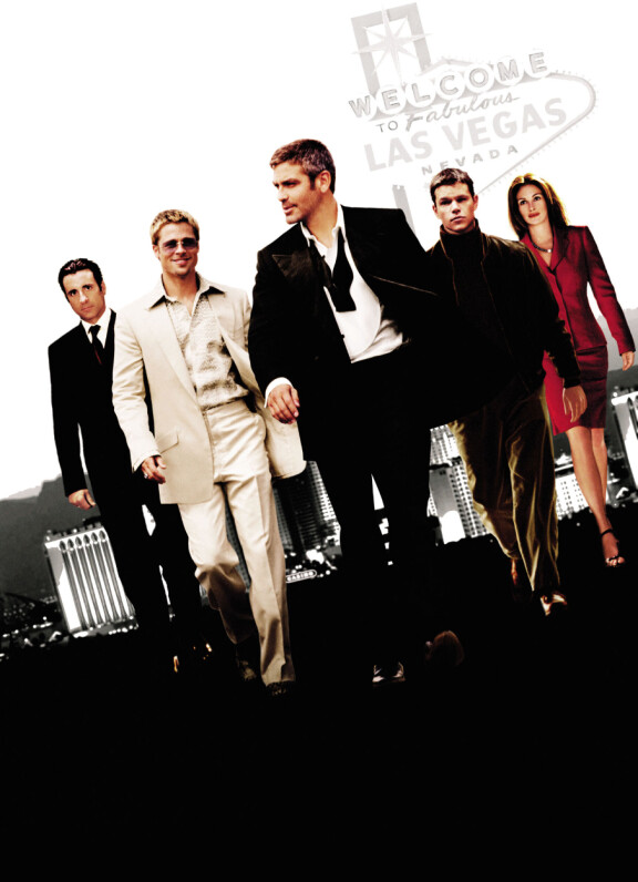 Ocean´s 11 -elokuvan päänäyttelijät Andy Garcia, Brad Pitt, George Clooney, Matt Damon ja Julia Roberts. Elokuvalle on tehty kaksi jatko-osaa, Ocean’s Twelve (2004) ja Ocean’s Thirteen (2007).