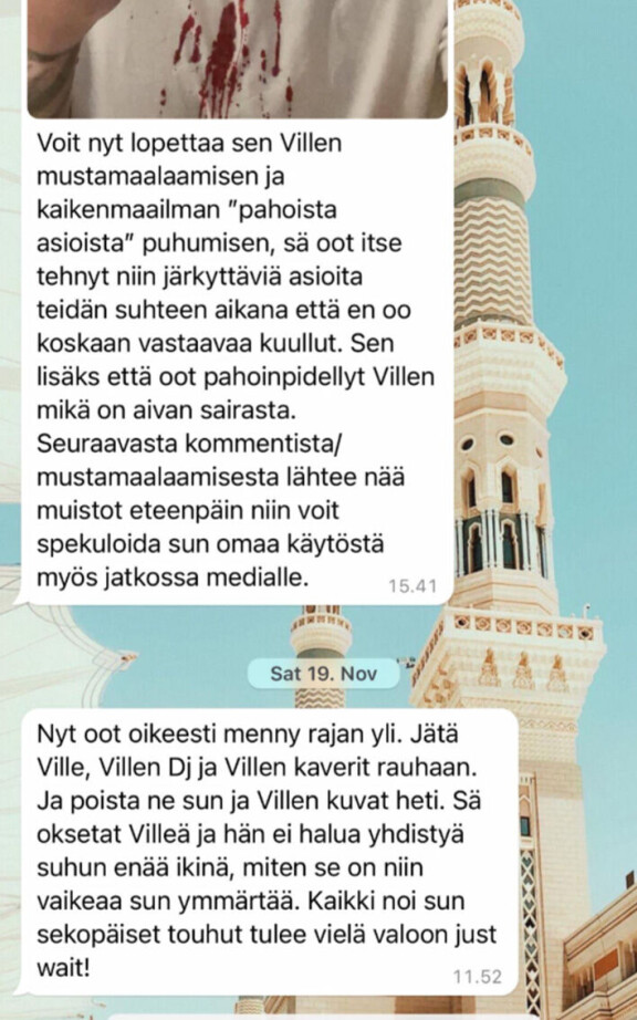 Linda turhautui siihen, ettei Sonja jättänyt heitä rauhaan. Sonja puolestaan toimitti viestit poliisille.