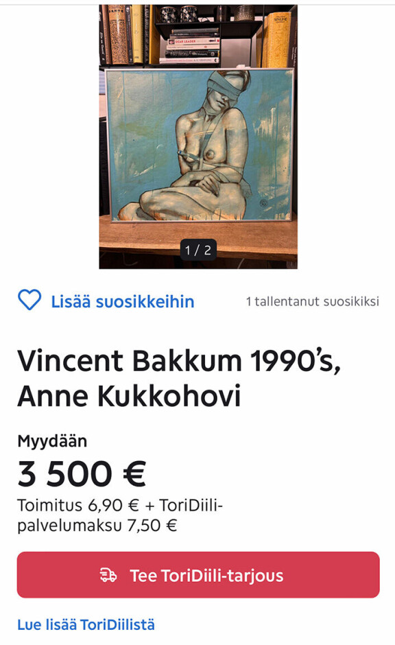 Anne Kukkohovin malliystävä maalasi hänestä rohkean taulun.