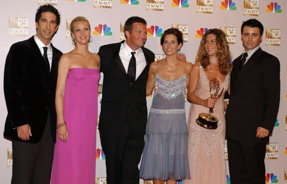 Frendit-tähdet David Schwimmer, Lisa Kudrow, Matthew Perry, Courteney Cox Arquette, Jennifer Aniston and Matt Leblanc.