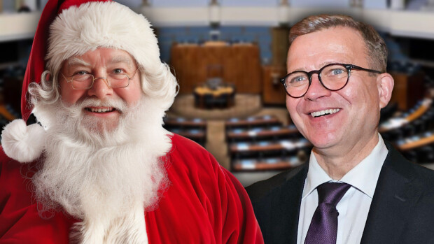 Petteri Orpo pikkujoulutunnelmissa –joulupukki kuittaili pääministerille