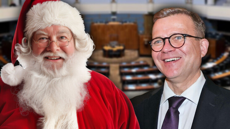 Petteri Orpo pikkujoulutunnelmissa –joulupukki kuittaili pääministerille