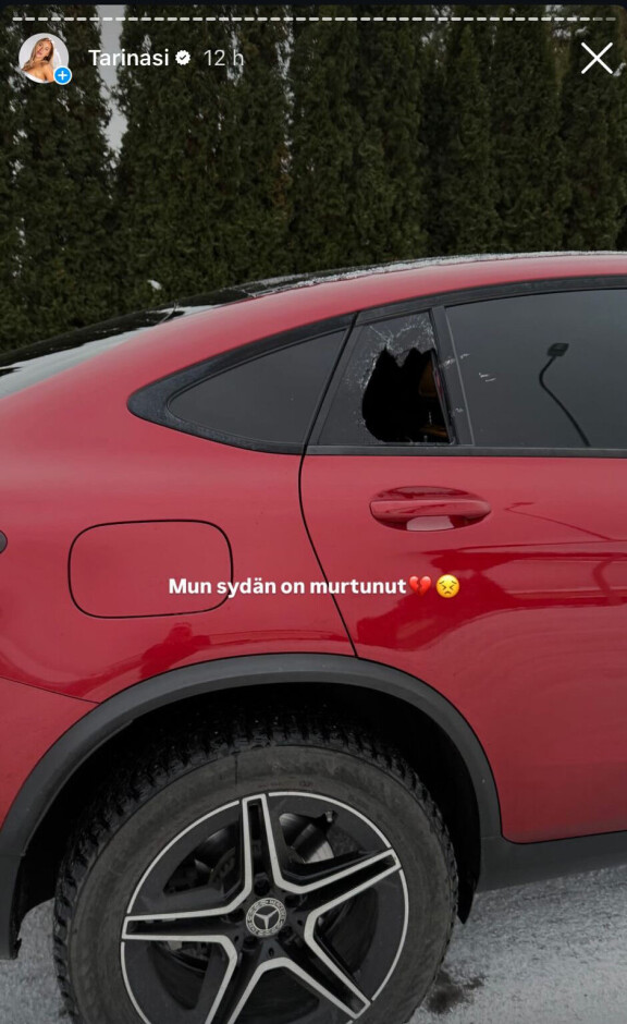 Erna Huskon auto joutui ilkivallan kohteeksi. Auto oli ollut parkissa Helsingissä, kun joku rikkoi auton ikkunan. Erna huomasi ilkivallan seuraavana aamuna.