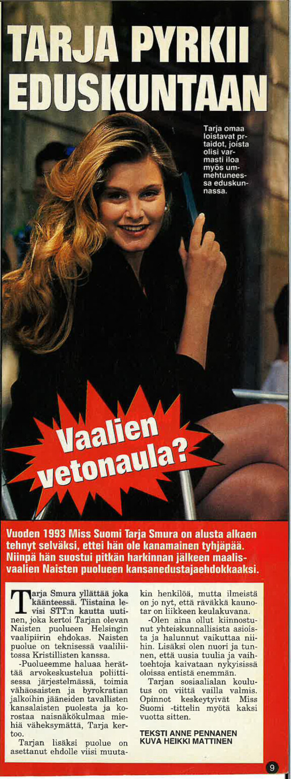 Tarja oli Naistenpuolueen keulakuva.