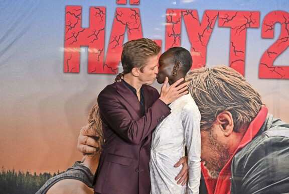 Joonas ja Monica Häjyt 2 -elokuvan kutsuvierasensi-illassa.