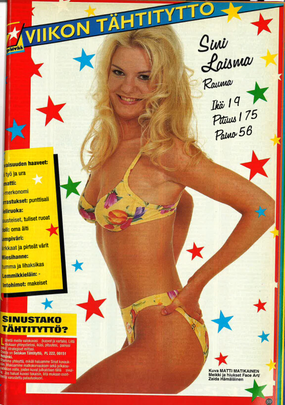 Sini oli vain 19-vuotias tähtityttöaikoina.