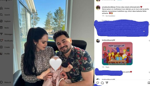 Heidin ja Amadeuksen tytär oli puettu prinsessamekkoon.
