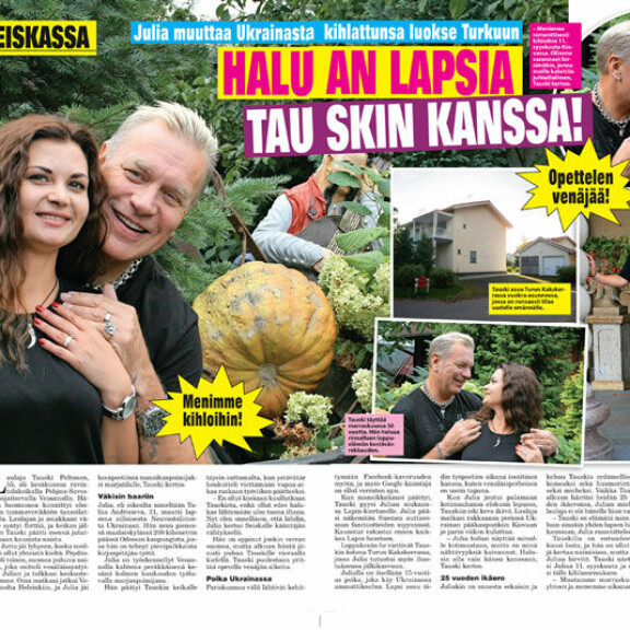 SEISKA; 42/2018 Tauski kihlasi Julian 11. syyskuuta Ukrainan-matkallaan. – Sovimme silloin, että haen hänen muuttokuormansa marraskuussa Suomeen. SEISKA 42/2018 Tauski kihlasi Julian 11. syyskuuta Ukrainan-matkallaan. – Sovimme silloin, että haen hänen muuttokuormansa marraskuussa Suomeen.