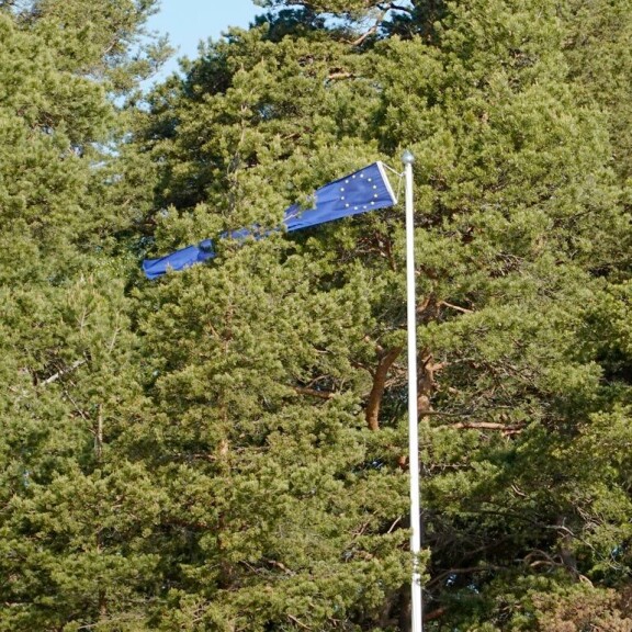 Huvilan lipputangossa hulmuaa EU:n viiri, sillä Alex on kertonut olevansa 'EU-nörtti'. Huvilan lipputangossa hulmuaa EU:n viiri, sillä Alex on kertonut olevansa 'EU-nörtti'.