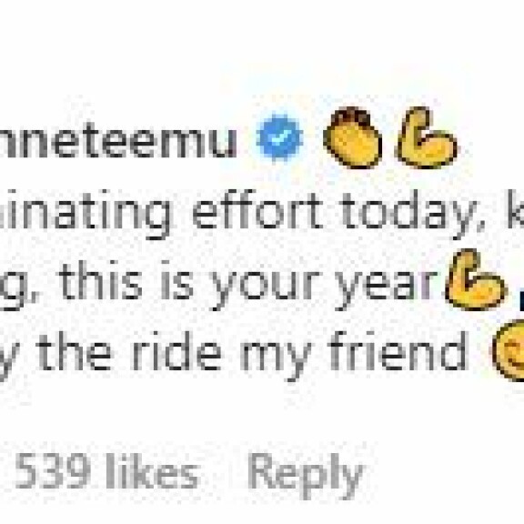 Kuvakaappaus Teemu Selänteen onnittelusta Valtteri Bottasen kuvassa. Teemu selänne komentti