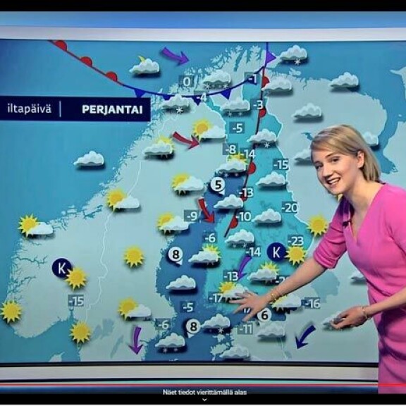 Näin Suomessa. Ihka oikea meteorologi Anniina Valtonen luottaa asiallisen hillittyyn tyyliin Ylen säälähetyksissä. Näin Suomessa. Ihka oikea meteorologi Anniina Valtonen luottaa asiallisen hillittyyn tyyliin Ylen säälähetyksissä.