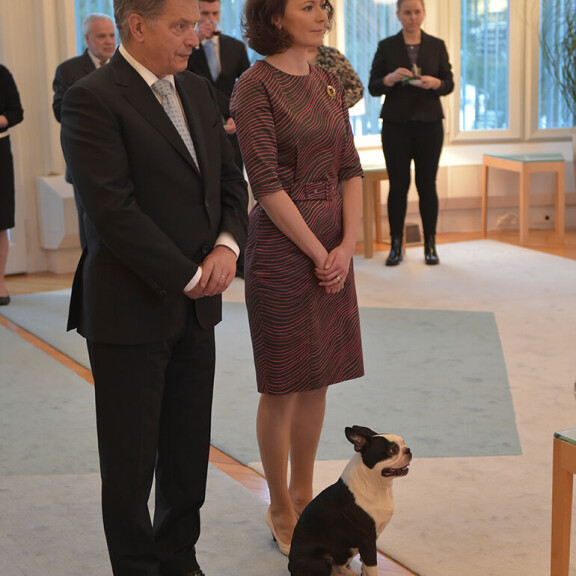 Ensin Lennu istui kiltisti presidentinparin edessä... Sauli Niinistö Jenni haukio Lennu