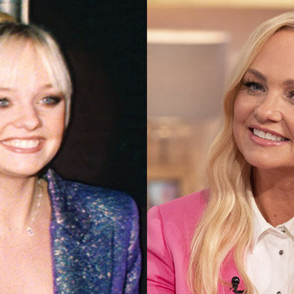 Emma Bunton vuonna 1997 (vas.) ja 2021. Emma Bunton