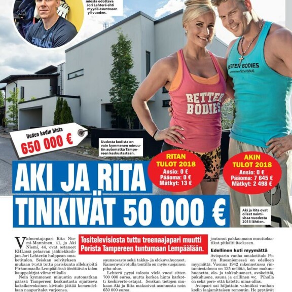 SEISKA 32/2020 Seiska paljasti, miten pariskunta oli ostanut uuden ökykodin entiseltä jääkiekkoilijalta Jori Lehterältä. SEISKA 32/2020 Seiska paljasti, miten  pariskunta oli ostanut uuden ökykodin entiseltä jääkiekkoilijalta Jori Lehterältä.