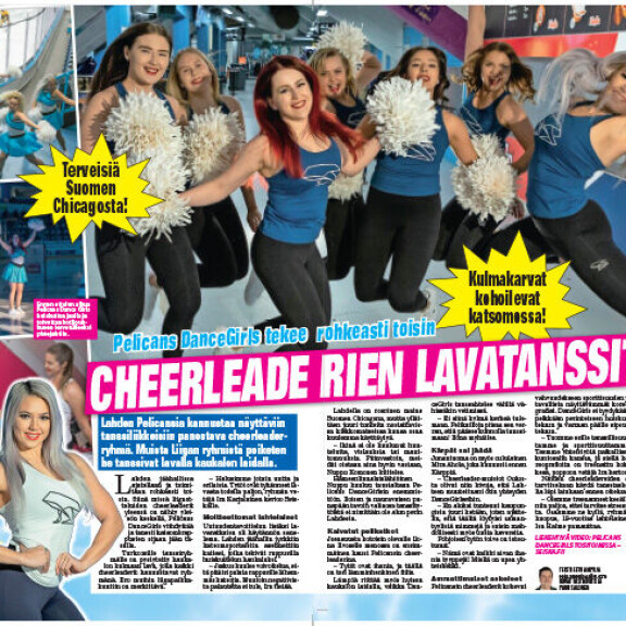 Jutussa kerrottiin, että Mira oli siirtynyt Kärppien kannattajista Pelicansien joukkoon. cheerleaders pelicans