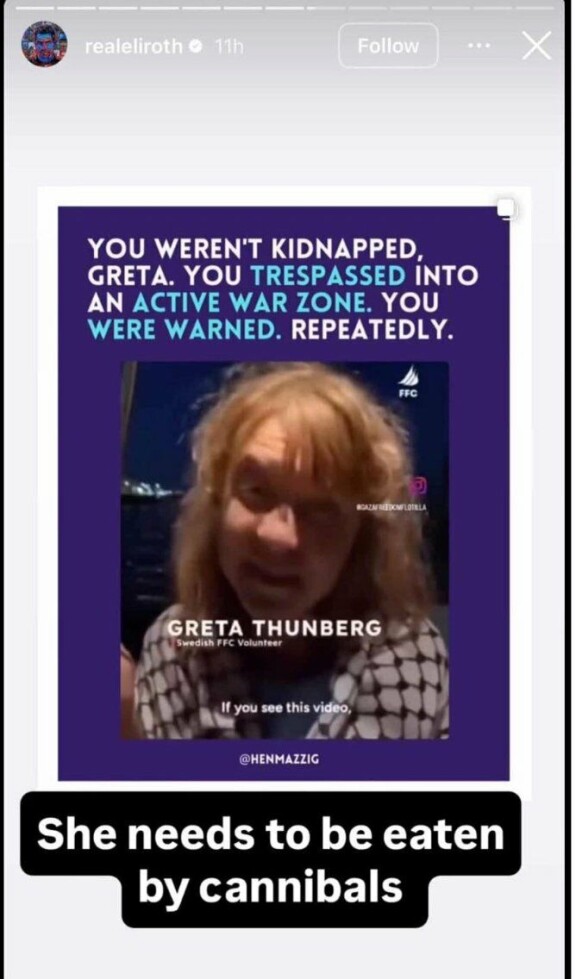 Kuvakaappaus Eli Rothin avoimelta Instagram-tililtä.