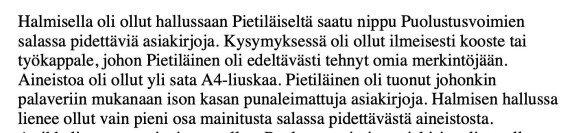 HS:n toimittajilla oli yli sata liuskaa punaleimattuja asiakirjoja, joita kannisteltiin palaveriin.
