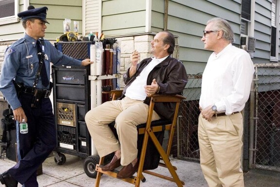 Matt Damon, Jack Nicholson ja Martin Scorsese kuvaustauolla.