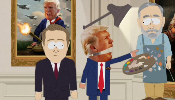 Jaksossa vitsaillaan myös Trumpista tehtyjen mahtipontisten maalauksien kustannuksella.