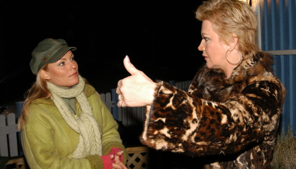 Sanna ja Hannele parantamassa maailmaa Hannelen tupareissa 2004.