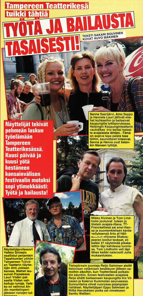 Tältä tutut teatteri- ja tv-kasvot näyttivät vuonna 1995.