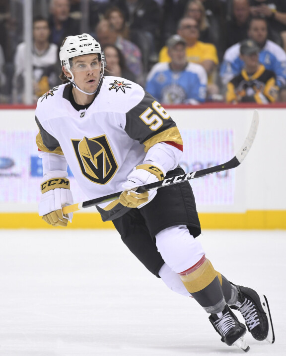 Erikin NHL-uran toinen seura oli Vegas Golden Knights, jonka paidassa sattui paha loukkaantuminen.