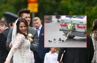 Herran pieksut millä hääautolla Olli Halonen kyyditsi Pia-vaimonsa pois kirkolta – kuvat!
