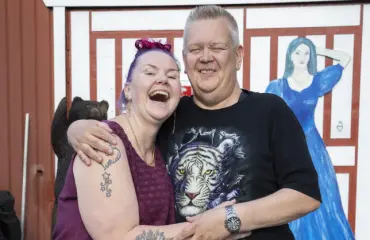 Aki ja Heli Palsanmäen romanttinen hetki tallentui kameralle