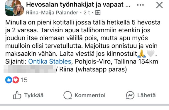 Riinis etsii tallille työntekijää, mutta palkka herättää kysymyksiä.