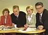 Seija Vaaherkumpu kuului Ylen Aamu-tv:n ensimmäisiin juontajiin Arto Nybergin, Päivi Saharisen ja Seppo Toivosen rinnalla vuodesta 1997 lähtien. Seppo Sarkkinen/YLE.