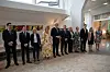 Hallitus odotteli Mäntyniemen aulassa presidentti Stubbin saapumista.