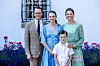 Prinssi Daniel, kruununprinsessa Victoria, prinsessa Estelle ja prinssi Oscar Victorian syntymäpäivällä Sollidenissa vuonna 2025.