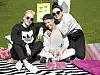 Veronica Verho vuonna 2016 Yle Summerin Tuure Boelius Talko Shown vieraana. Vieressä somepersoonat Janne Naakka ja Tuure Boelius.