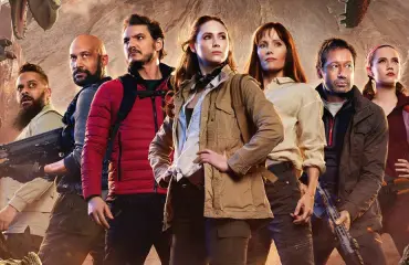 David Duchovny kumppaneineen sekoilee dinosauruskulisseissa Netflix-komediassa The Bubble