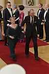 Itsenäisyyspäivän juhlavastaanotto Presidentinlinnassa vuonna 2019. Kuvassa Tuomas Kyrö ja puoliso Pirjo Rautiainen.