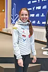 Kerttu Niskanen Suomen hiihtomaajoukkueen mediatilaisuudessa syksyllä 2023.