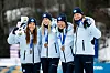 Jasmi Joensuu, Vilma Ryytty, Kerttu Niskanen ja Johanna Matintalo juhlivat helmikuussa olympiapronssia Milano-Cortinassa.