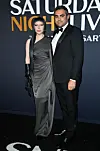 Lady Gaga eli Stefani ja Michael kuvattuna Saturday Night Liven juhlaesityksessä vuonna 2025.