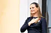 Kruununprinsessa Ingrid Alexandra osoitti kiitollisuuttaan kansalle kuninkaanlinnan parvekkeelta.