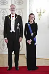 Sama puku on nähty kuningattarella aiemmin jo vuosina 2017 ja 2018, mutta puku istui vieläkin erinomaisesti. Mekon hän yhdisti Espanjan kruunun ikonisimpiin jalokiviin.