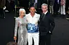 Helen Mirren, Tom Hardy ja Pierce Brosnan kuvattuna Mobland-sarjan kutsuvierasnäytöksessä syyskuussa 2026.