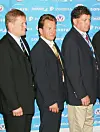 Heikki Mälkiä (kesk.) SM-liigaristeilyllä vuonna 2005. Kuvassa myös Kari Heikkilä (vas.) ja Doug Shedden.
